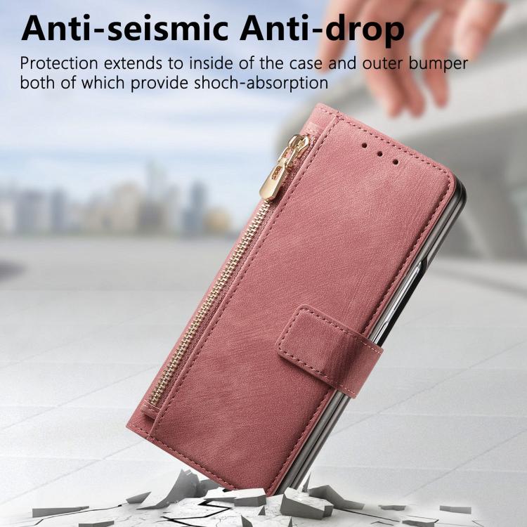 For Samsung Galax Z Fold7 5G Retro MagSafe Magnetic Zipper Wallet Leather Phone Case