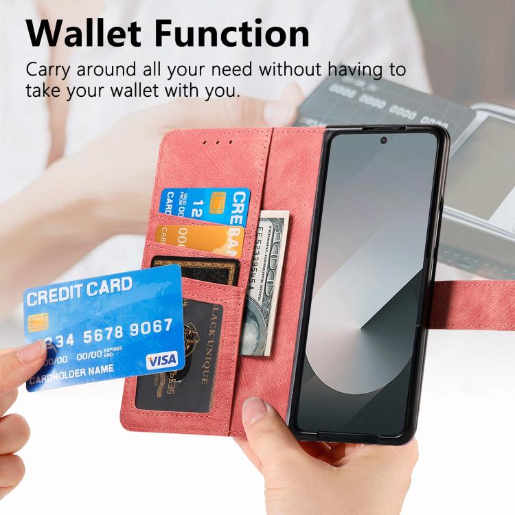 For Samsung Galax Z Fold7 5G Retro MagSafe Magnetic Zipper Wallet Leather Phone Case