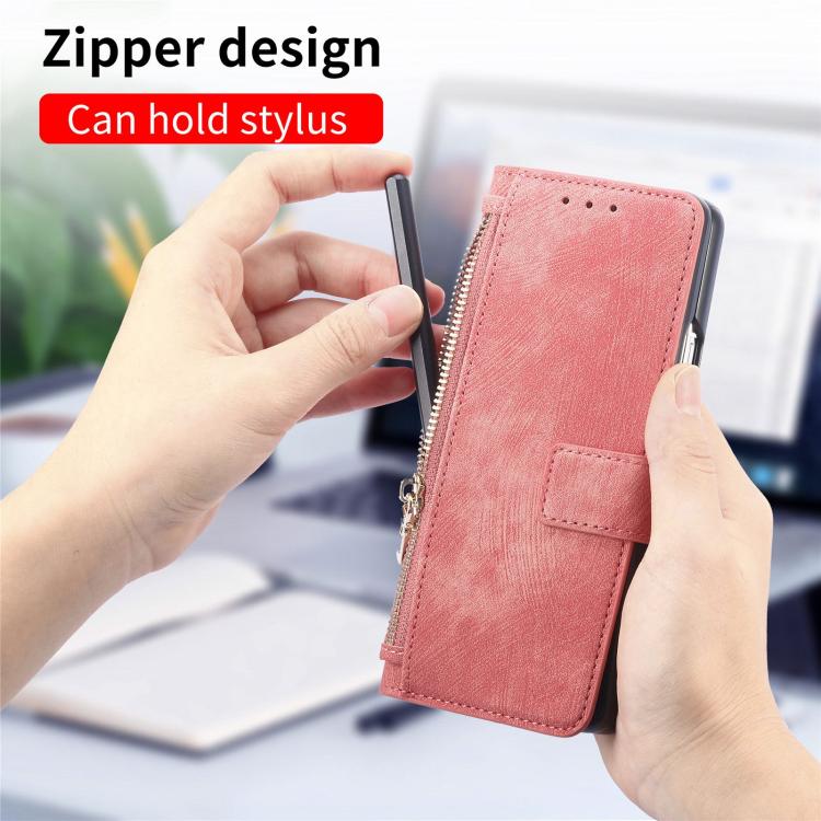 For Samsung Galax Z Fold7 5G Retro MagSafe Magnetic Zipper Wallet Leather Phone Case