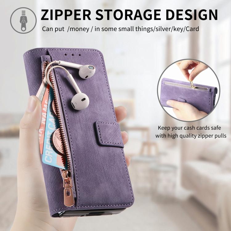 For Samsung Galax Z Fold7 5G Retro MagSafe Magnetic Zipper Wallet Leather Phone Case