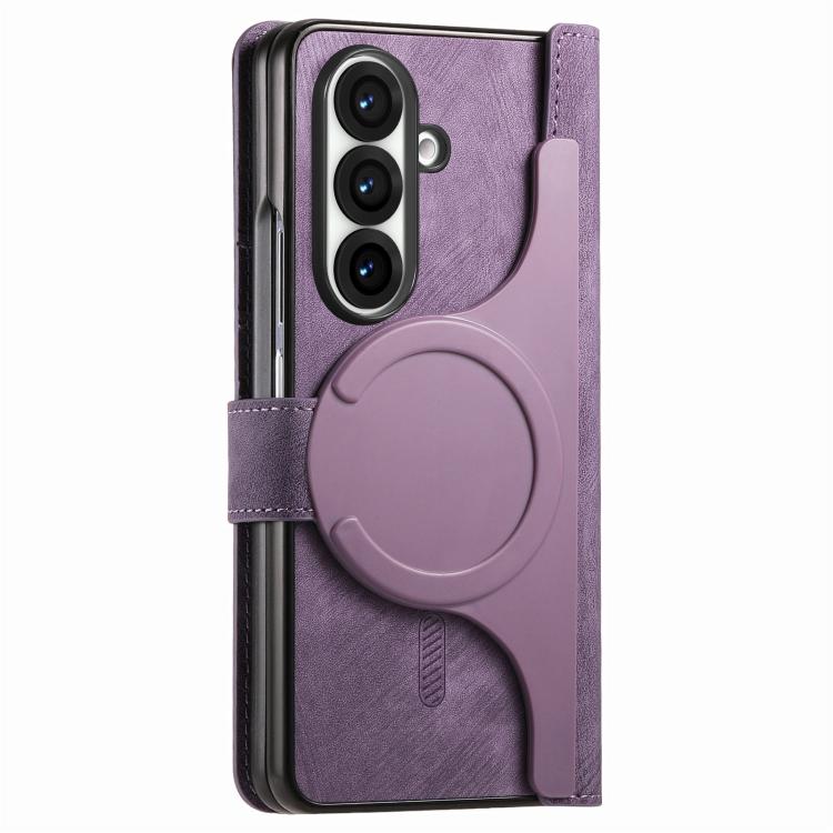 For Samsung Galax Z Fold7 5G Retro MagSafe Magnetic Zipper Wallet Leather Phone Case