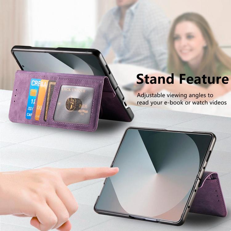 For Samsung Galax Z Fold7 5G Retro MagSafe Magnetic Zipper Wallet Leather Phone Case