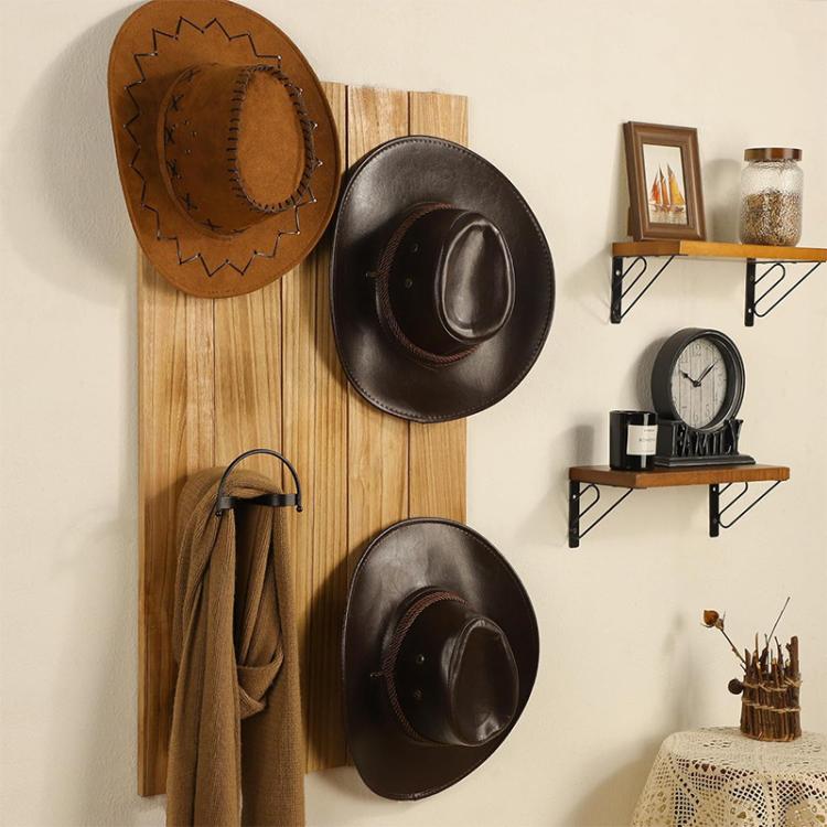 4pcs/Pcak Wall Mounted Cowboy Hat Storage Rack Multifunctional Hat Display Organizer - Black