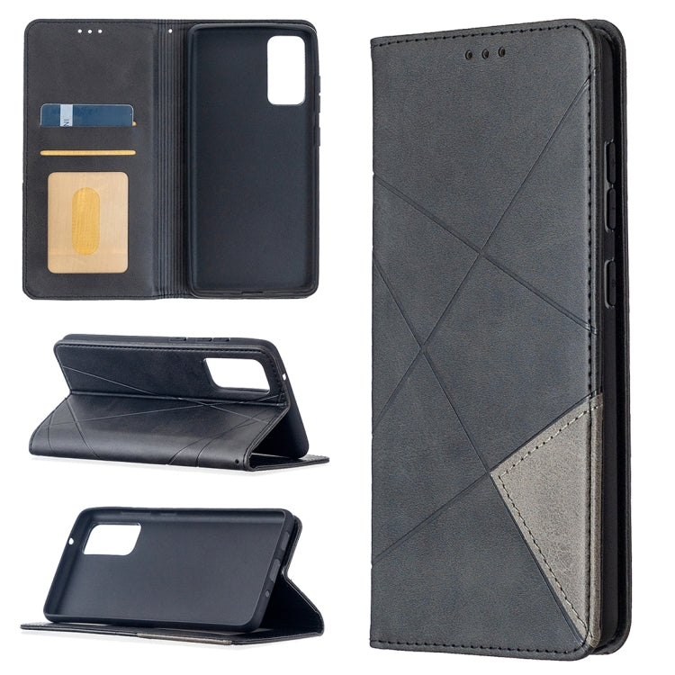 For Samsung Galaxy S20 FE 5G / S20 Lite Rhombus Texture Horizontal Flip Magnetic Leather Case with Holder & Card Slots