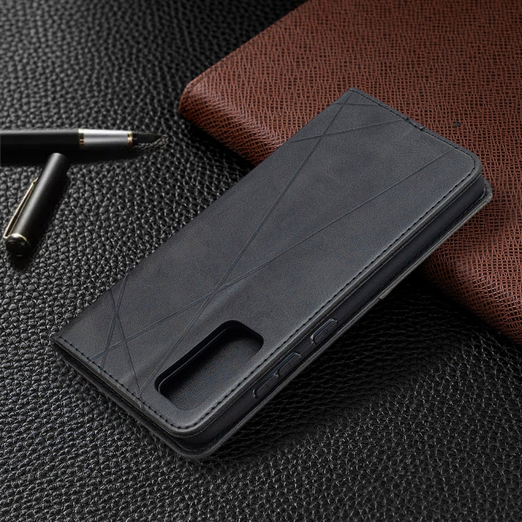 For Samsung Galaxy S20 FE 5G / S20 Lite Rhombus Texture Horizontal Flip Magnetic Leather Case with Holder & Card Slots