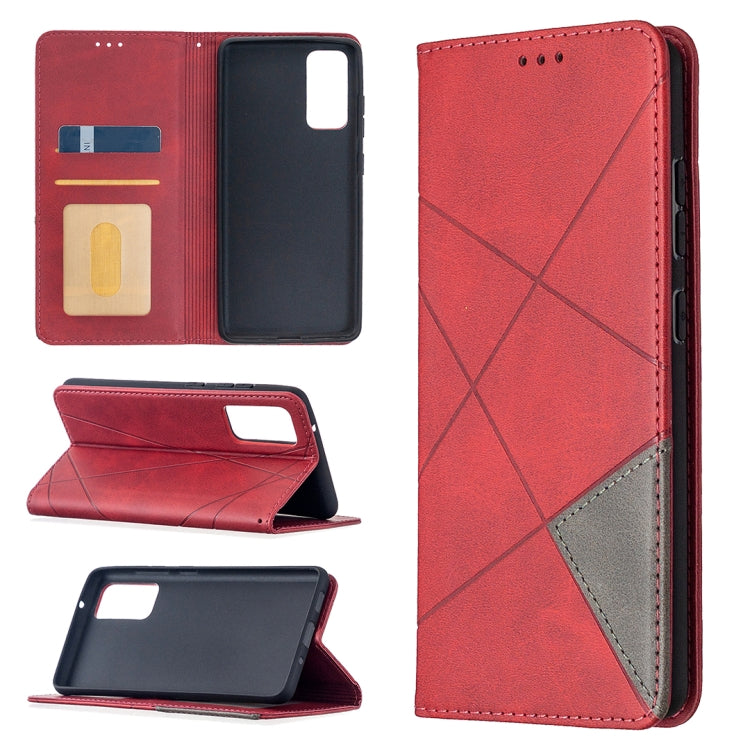 For Samsung Galaxy S20 FE 5G / S20 Lite Rhombus Texture Horizontal Flip Magnetic Leather Case with Holder & Card Slots