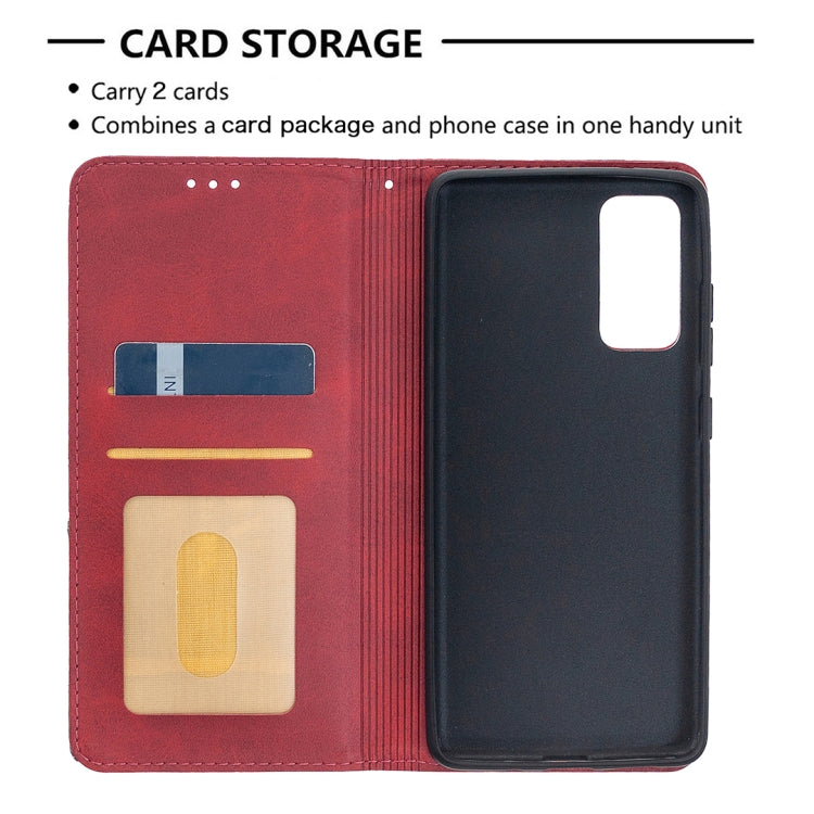 For Samsung Galaxy S20 FE 5G / S20 Lite Rhombus Texture Horizontal Flip Magnetic Leather Case with Holder & Card Slots