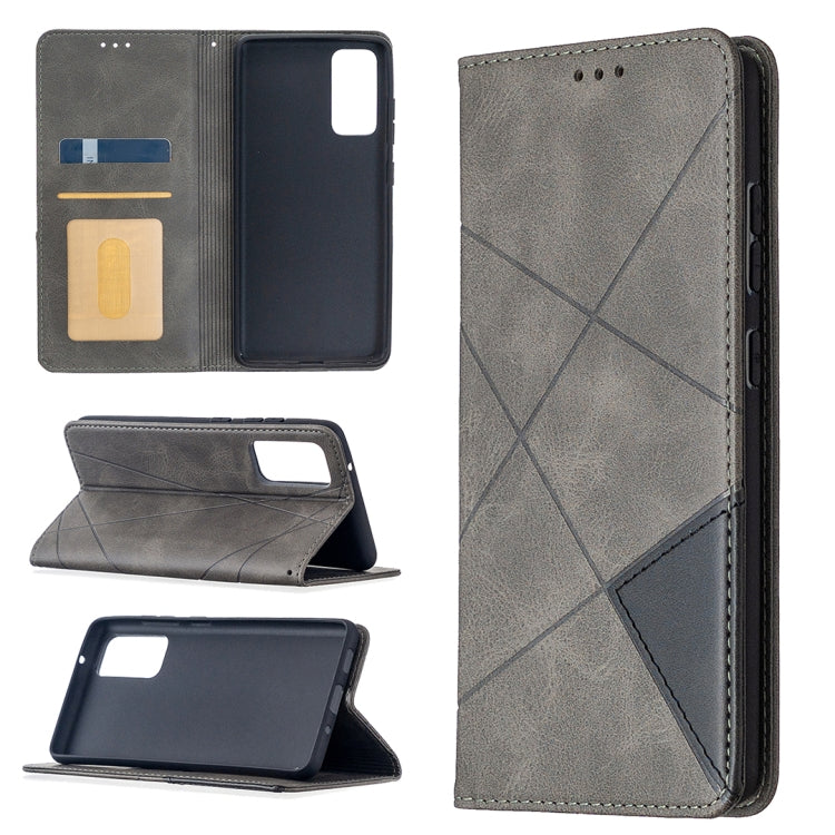 For Samsung Galaxy S20 FE 5G / S20 Lite Rhombus Texture Horizontal Flip Magnetic Leather Case with Holder & Card Slots