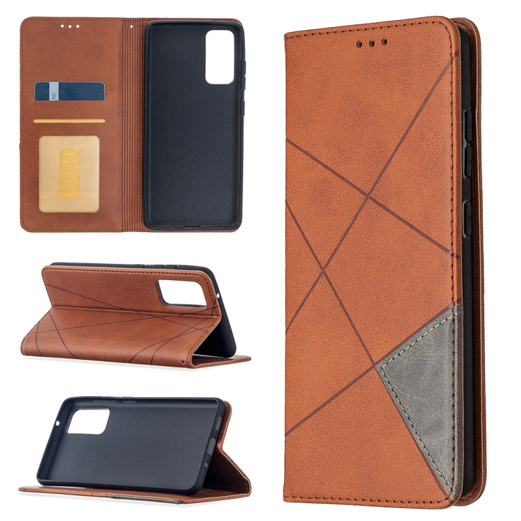 For Samsung Galaxy S20 FE 5G / S20 Lite Rhombus Texture Horizontal Flip Magnetic Leather Case with Holder & Card Slots