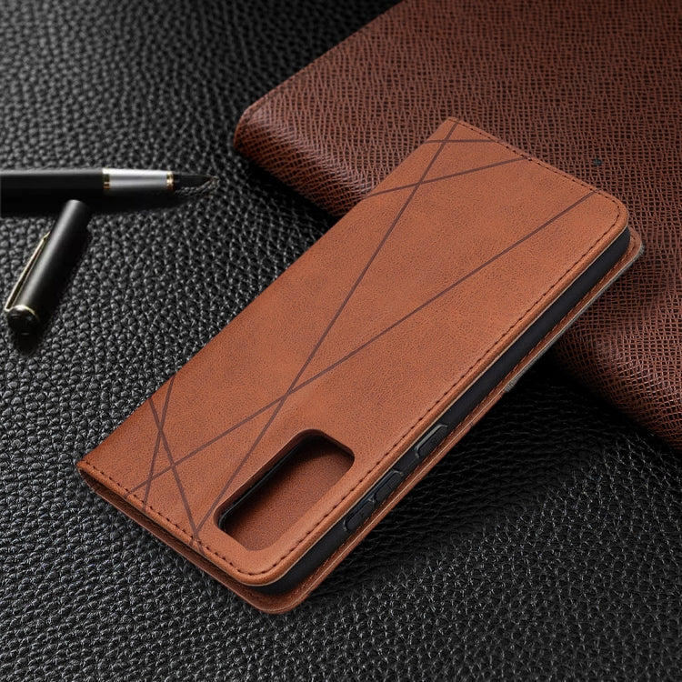 For Samsung Galaxy S20 FE 5G / S20 Lite Rhombus Texture Horizontal Flip Magnetic Leather Case with Holder & Card Slots