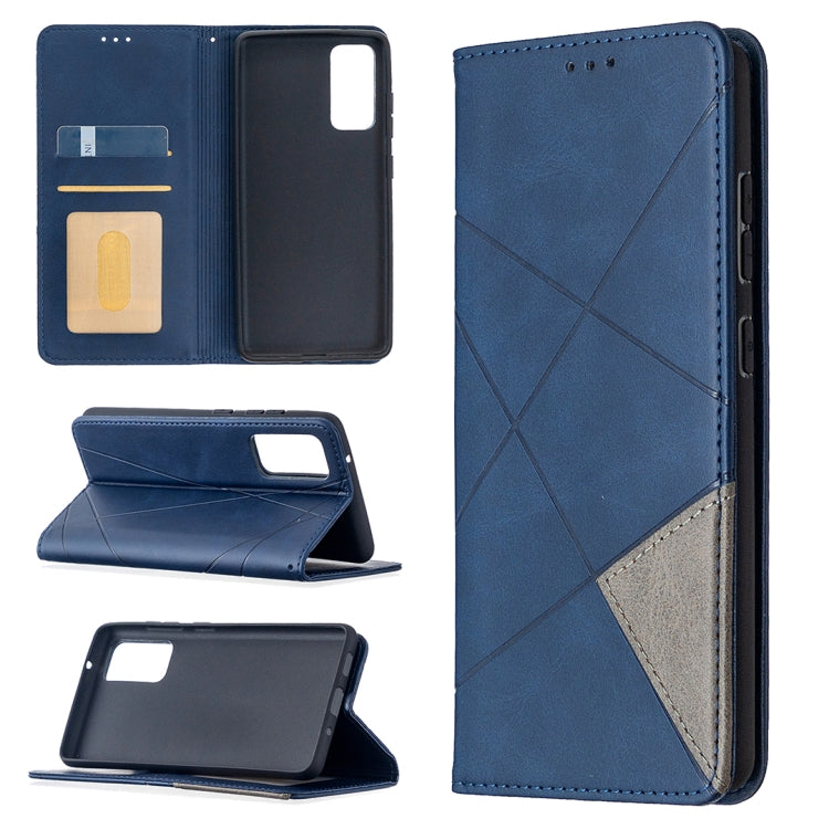 For Samsung Galaxy S20 FE 5G / S20 Lite Rhombus Texture Horizontal Flip Magnetic Leather Case with Holder & Card Slots