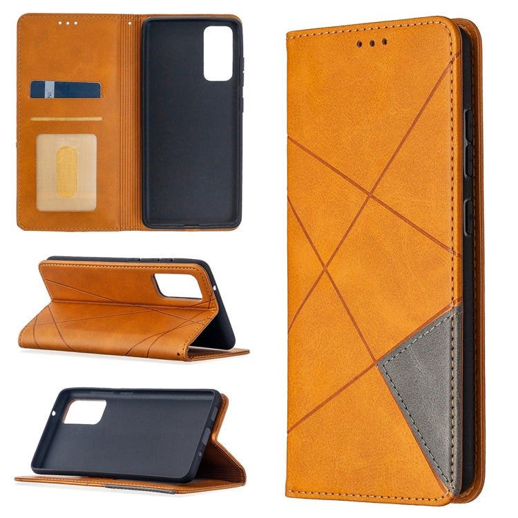 For Samsung Galaxy S20 FE 5G / S20 Lite Rhombus Texture Horizontal Flip Magnetic Leather Case with Holder & Card Slots