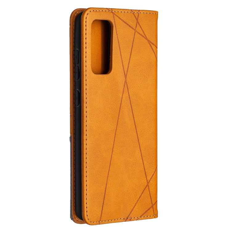 For Samsung Galaxy S20 FE 5G / S20 Lite Rhombus Texture Horizontal Flip Magnetic Leather Case with Holder & Card Slots