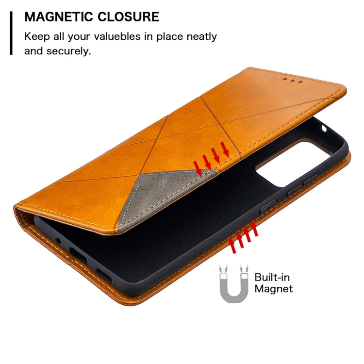 For Samsung Galaxy S20 FE 5G / S20 Lite Rhombus Texture Horizontal Flip Magnetic Leather Case with Holder & Card Slots