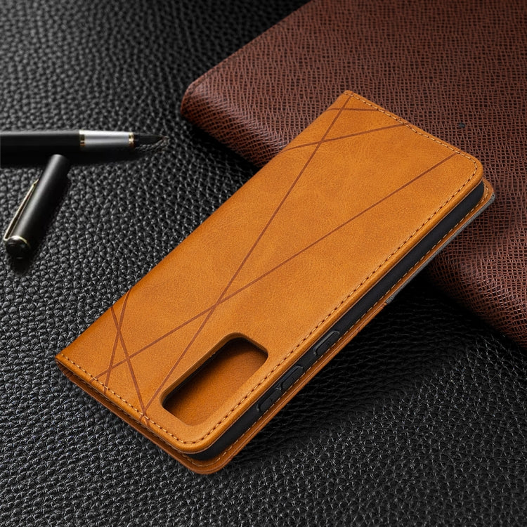 For Samsung Galaxy S20 FE 5G / S20 Lite Rhombus Texture Horizontal Flip Magnetic Leather Case with Holder & Card Slots