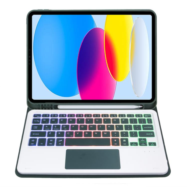 For iPad 11 2025 / 10th Gen 10.9 2022 A10B-AS Backlight Bluetooth Touch Keyboard Leather Tablet Case with Pen Slot