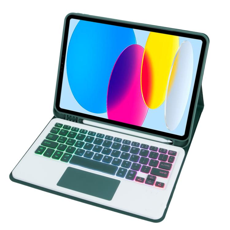 For iPad 11 2025 / 10th Gen 10.9 2022 A10B-AS Backlight Bluetooth Touch Keyboard Leather Tablet Case with Pen Slot