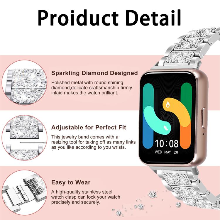 For Samsung Galaxy Fit3 xDfind Diamond Jewelry Stainless Steel Watch Band