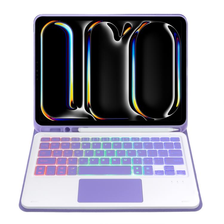 For iPad Pro 11 2024 A13B-AS Backlight Bluetooth Touch Keyboard Leather Tablet Case with Pen Slot