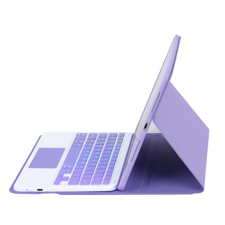 For iPad Pro 11 2024 A13B-AS Backlight Bluetooth Touch Keyboard Leather Tablet Case with Pen Slot