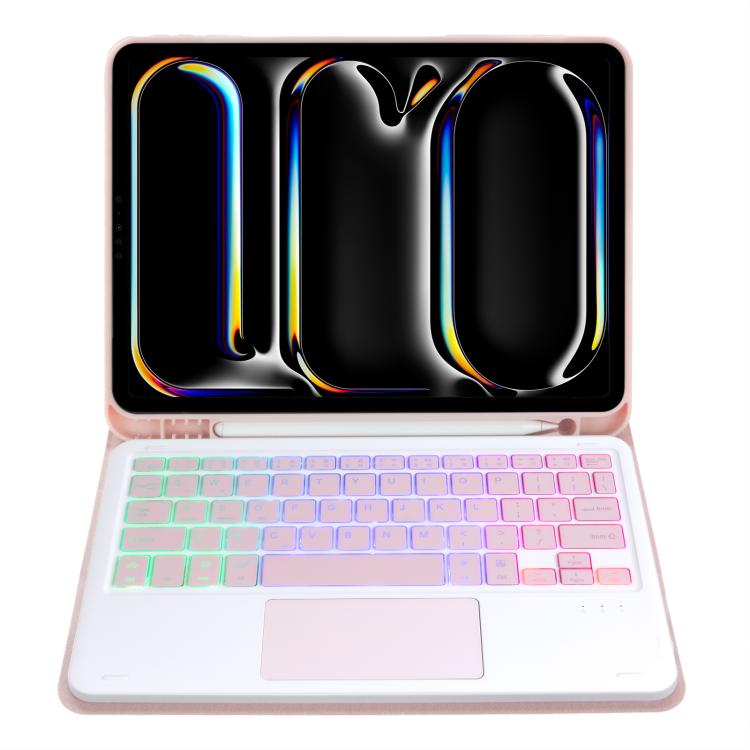 For iPad Pro 11 2024 A13B-AS Backlight Bluetooth Touch Keyboard Leather Tablet Case with Pen Slot