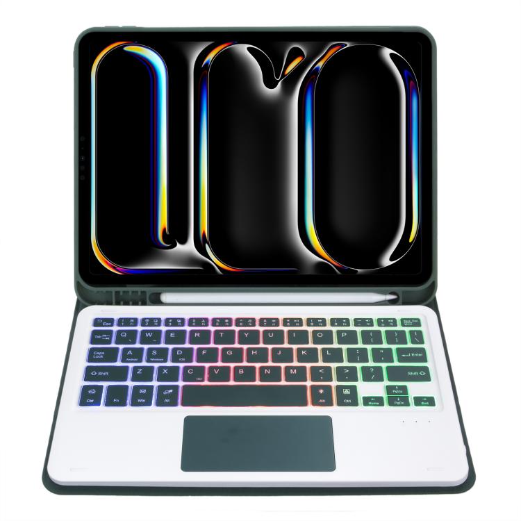 For iPad Pro 11 2024 A13B-AS Backlight Bluetooth Touch Keyboard Leather Tablet Case with Pen Slot