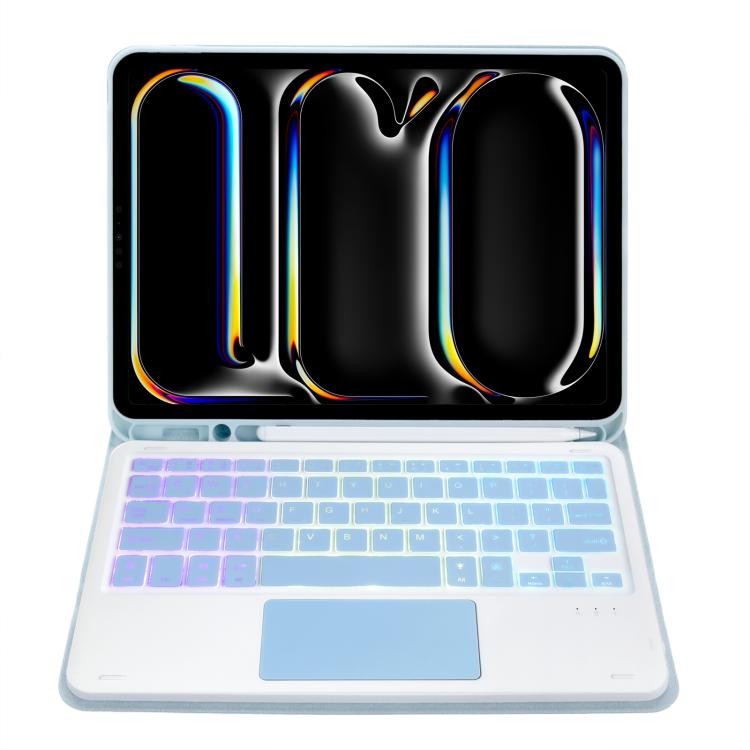 For iPad Pro 11 2024 A13B-AS Backlight Bluetooth Touch Keyboard Leather Tablet Case with Pen Slot