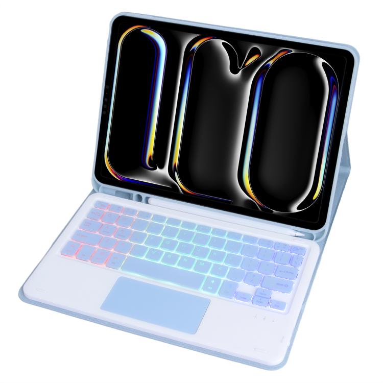 For iPad Pro 11 2024 A13B-AS Backlight Bluetooth Touch Keyboard Leather Tablet Case with Pen Slot
