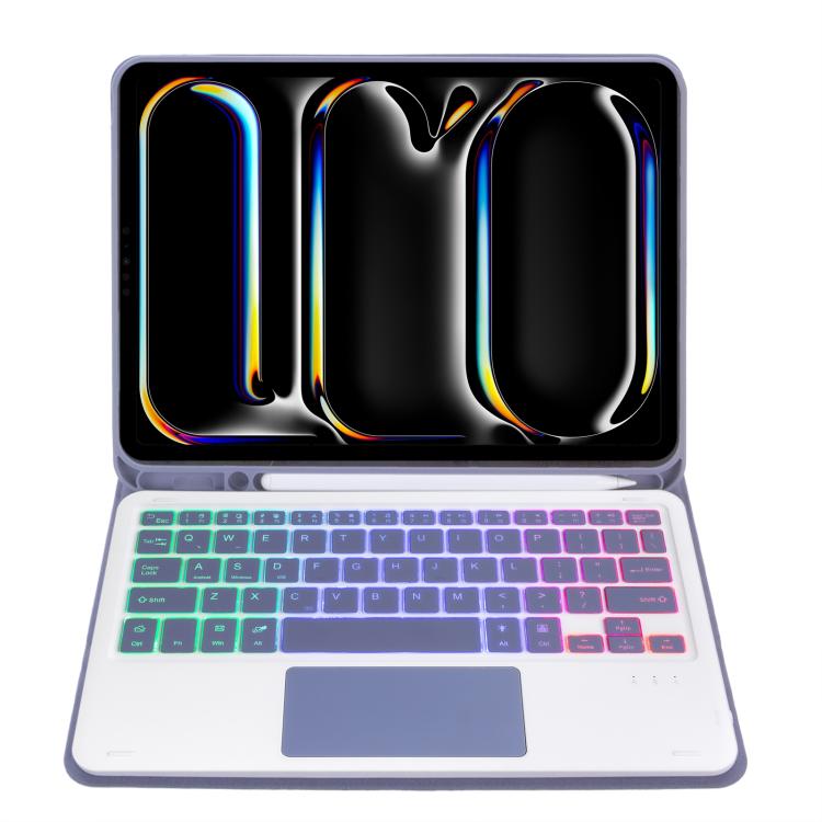 For iPad Pro 11 2024 A13B-AS Backlight Bluetooth Touch Keyboard Leather Tablet Case with Pen Slot