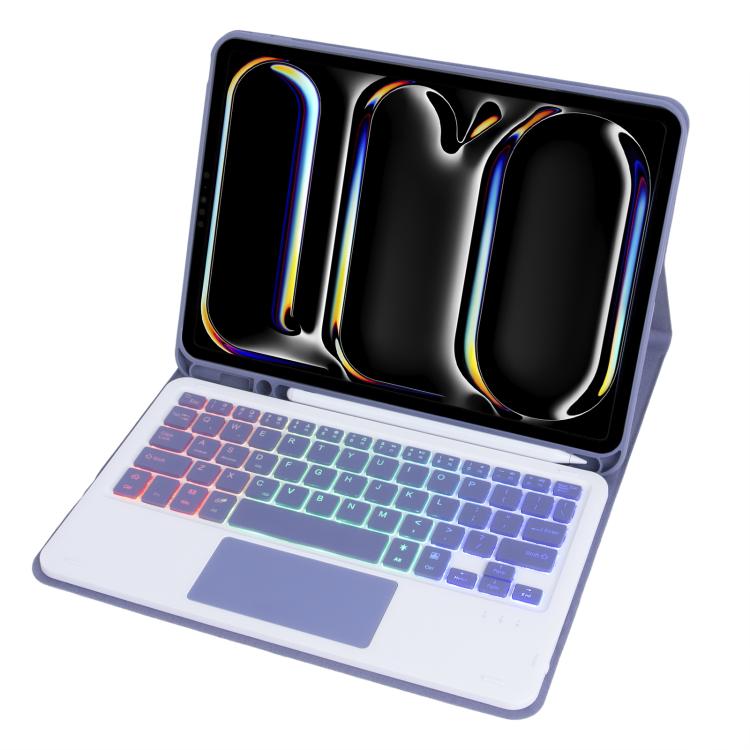 For iPad Pro 11 2024 A13B-AS Backlight Bluetooth Touch Keyboard Leather Tablet Case with Pen Slot