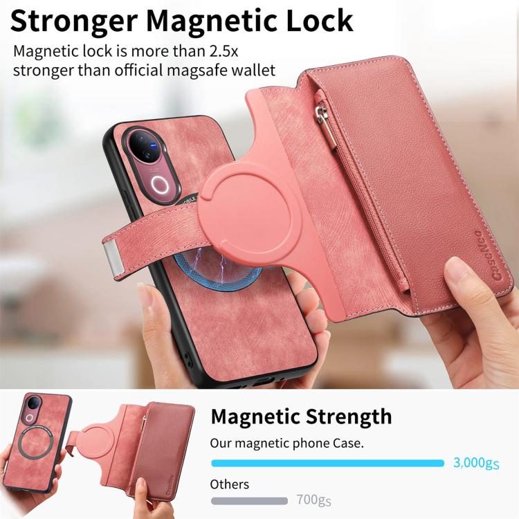 For vivo V50 CaseNeo MagSafe RFID Anti-theft Zipper Wallet Retro Leather Phone Case
