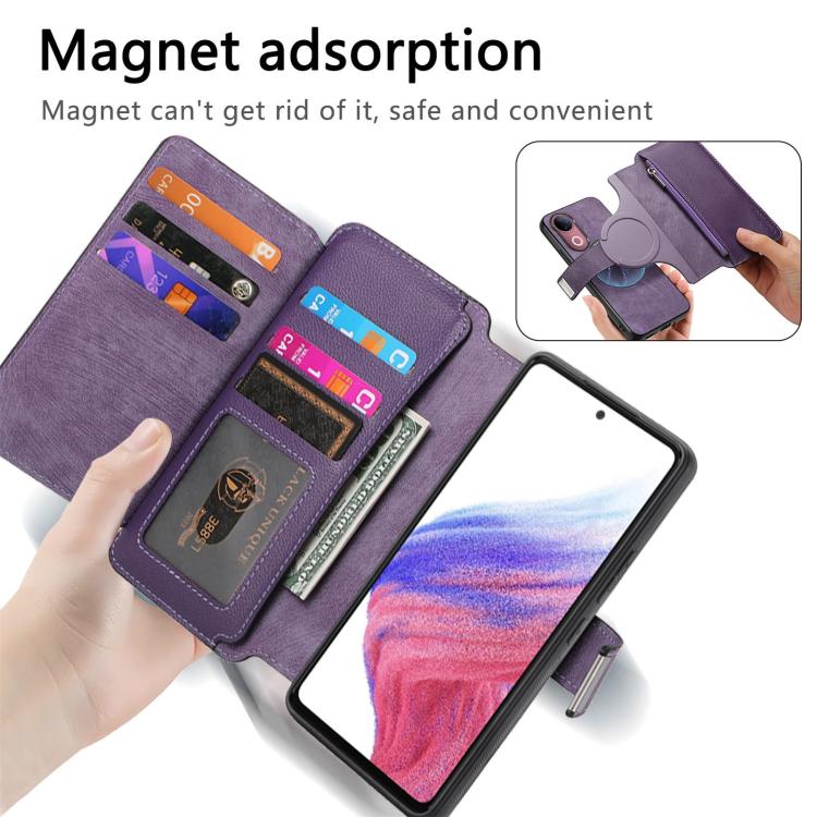 For vivo V50 CaseNeo MagSafe RFID Anti-theft Zipper Wallet Retro Leather Phone Case