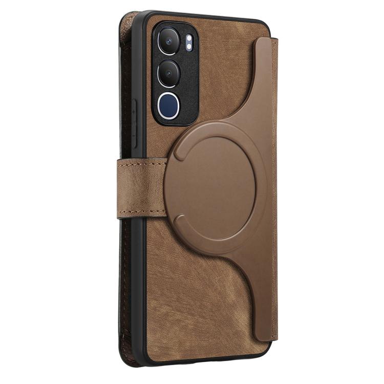 For vivo Y19s 4G CaseNeo MagSafe RFID Anti-theft Zipper Wallet Retro Leather Phone Case