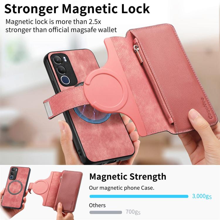 For vivo Y19s 4G CaseNeo MagSafe RFID Anti-theft Zipper Wallet Retro Leather Phone Case