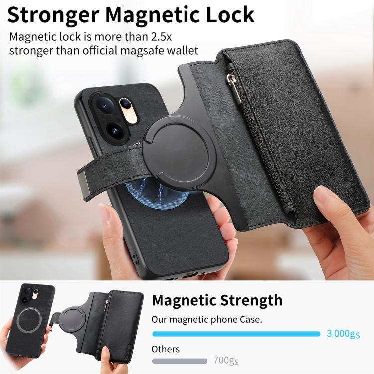For vivo S30 Pro mini CaseNeo MagSafe RFID Anti-theft Zipper Wallet Retro Leather Phone Case