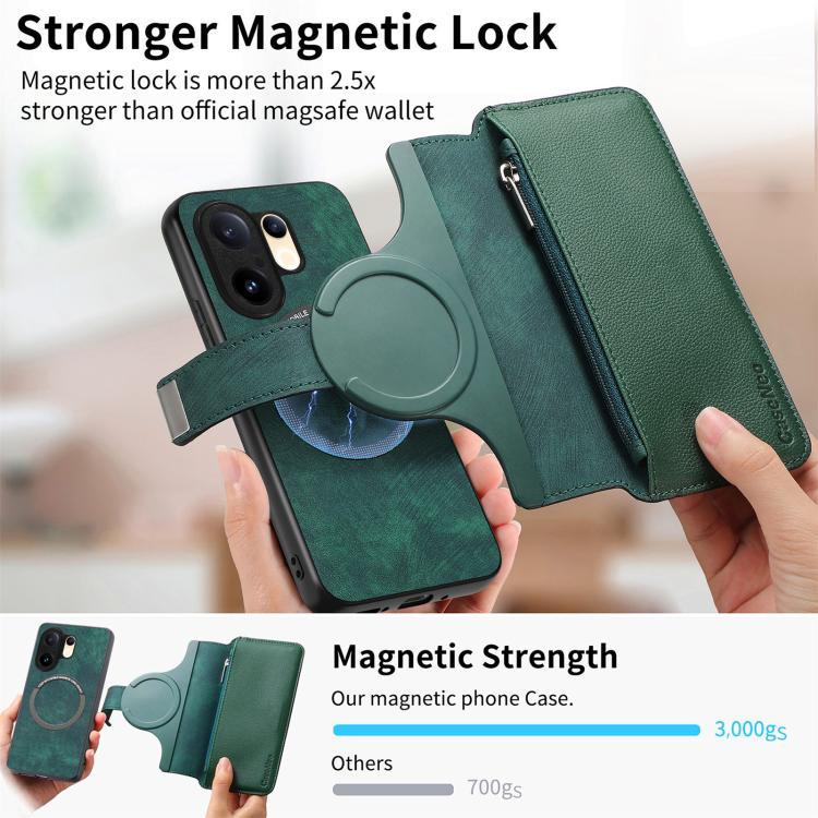 For vivo S30 Pro mini CaseNeo MagSafe RFID Anti-theft Zipper Wallet Retro Leather Phone Case