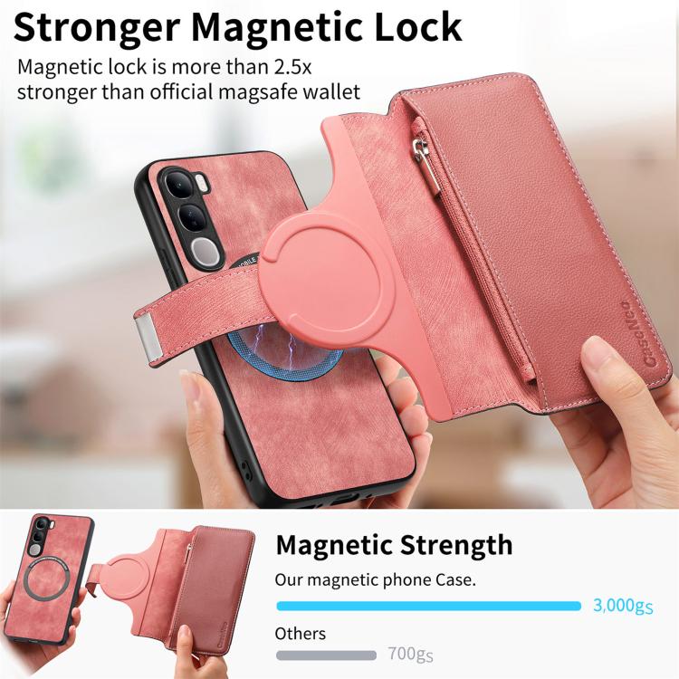 For vivo V40 Lite IDN / Y200e CaseNeo MagSafe RFID Anti-theft Zipper Wallet Retro Leather Phone Case