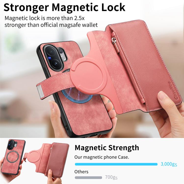 For vivo V60 5G CaseNeo MagSafe RFID Anti-theft Zipper Wallet Retro Leather Phone Case