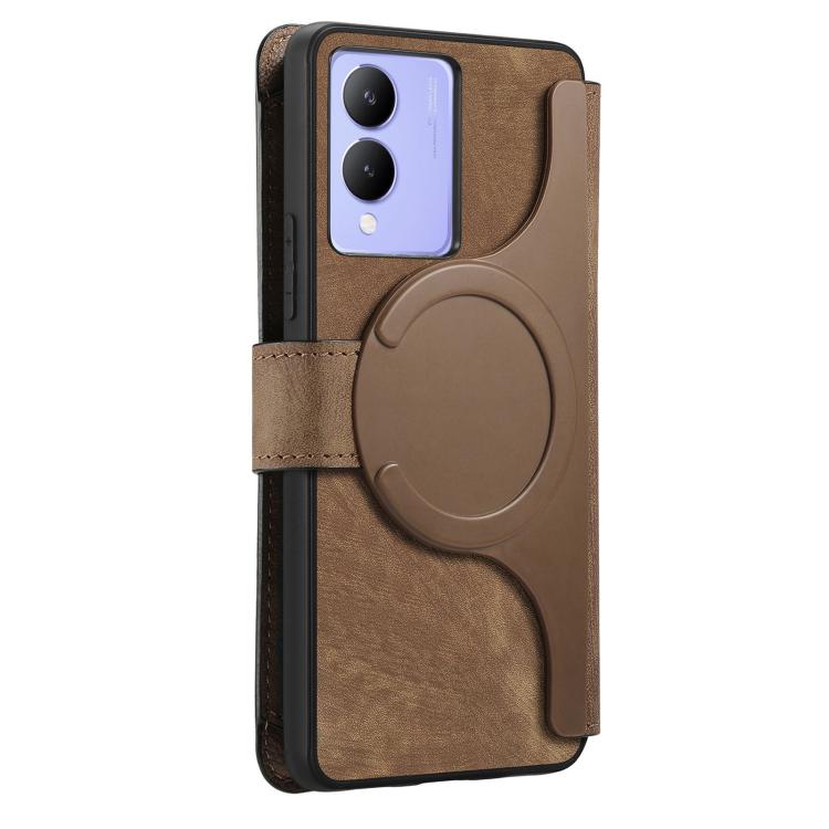 For vivo Y17s / Y33t 4G CaseNeo MagSafe RFID Anti-theft Zipper Wallet Retro Leather Phone Case