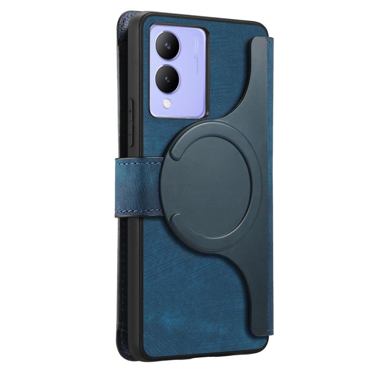 For vivo Y17s / Y33t 4G CaseNeo MagSafe RFID Anti-theft Zipper Wallet Retro Leather Phone Case