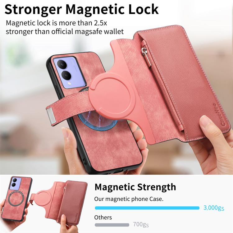 For vivo Y17s / Y33t 4G CaseNeo MagSafe RFID Anti-theft Zipper Wallet Retro Leather Phone Case