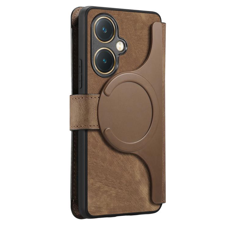 For vivo Y27 4G / Y35+ CaseNeo MagSafe RFID Anti-theft Zipper Wallet Retro Leather Phone Case