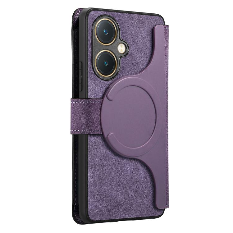 For vivo Y27 4G / Y35+ CaseNeo MagSafe RFID Anti-theft Zipper Wallet Retro Leather Phone Case