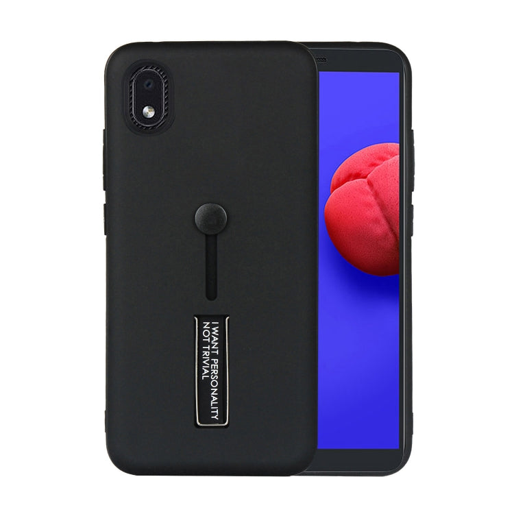 For Samsung Galaxy A01 Core Oil Feel Shockproof TPU + PC Protective Case with Holder