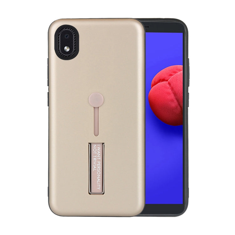 For Samsung Galaxy A01 Core Oil Feel Shockproof TPU + PC Protective Case with Holder