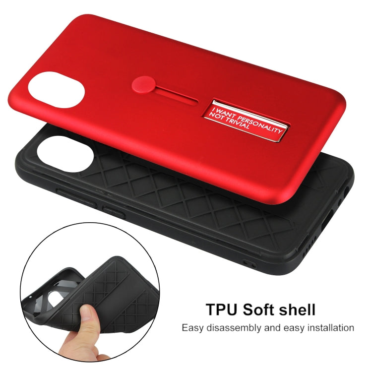 For Samsung Galaxy A01 Core Oil Feel Shockproof TPU + PC Protective Case with Holder