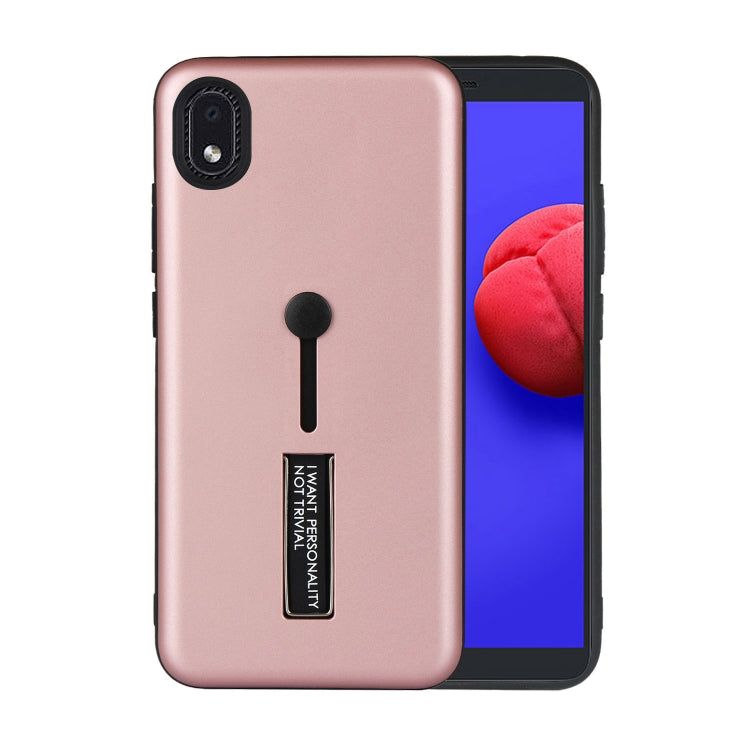 For Samsung Galaxy A01 Core Oil Feel Shockproof TPU + PC Protective Case with Holder