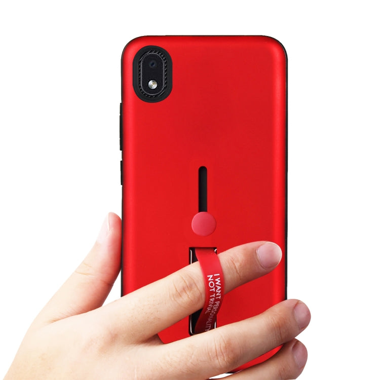 For Samsung Galaxy A01 Core Oil Feel Shockproof TPU + PC Protective Case with Holder