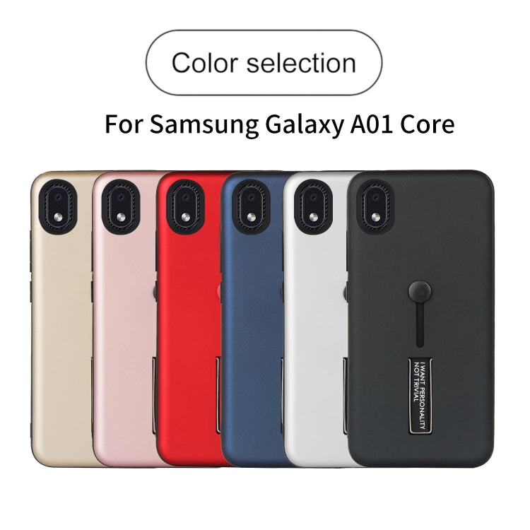 For Samsung Galaxy A01 Core Oil Feel Shockproof TPU + PC Protective Case with Holder