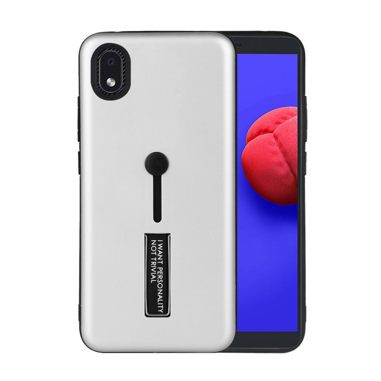 For Samsung Galaxy A01 Core Oil Feel Shockproof TPU + PC Protective Case with Holder
